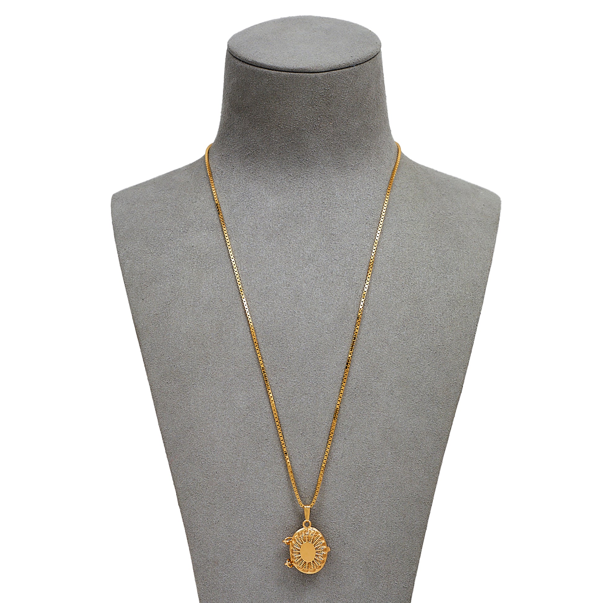 Pre-Owned 14ct Gold Wicker Basket Locket & Chain