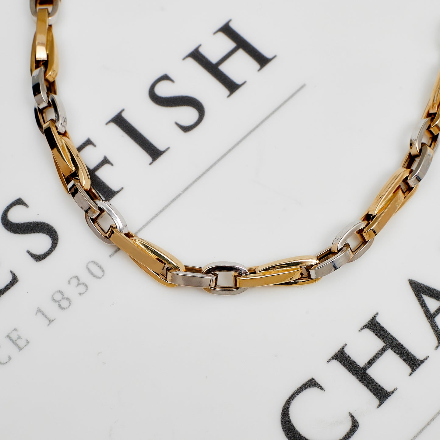 Pre-Owned 14ct Gold 2 Tone Link Chain Bracelet 8 Inch