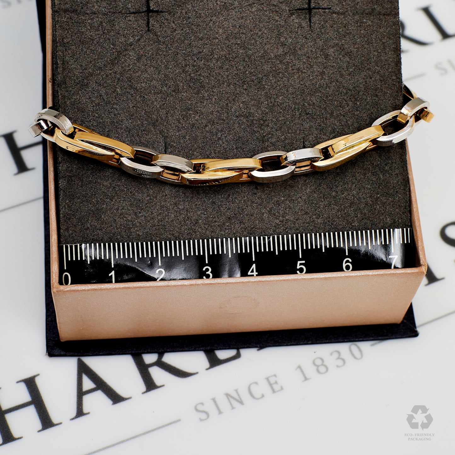 Pre-Owned 14ct Gold 2 Tone Link Chain Bracelet 8 Inch