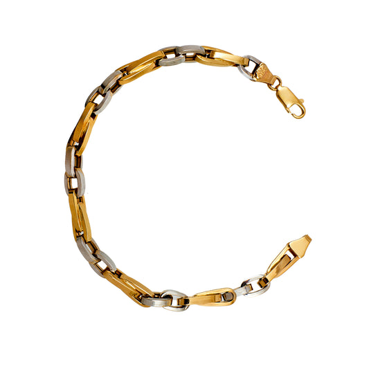 Pre-Owned 14ct Gold 2 Tone Link Chain Bracelet 8 Inch