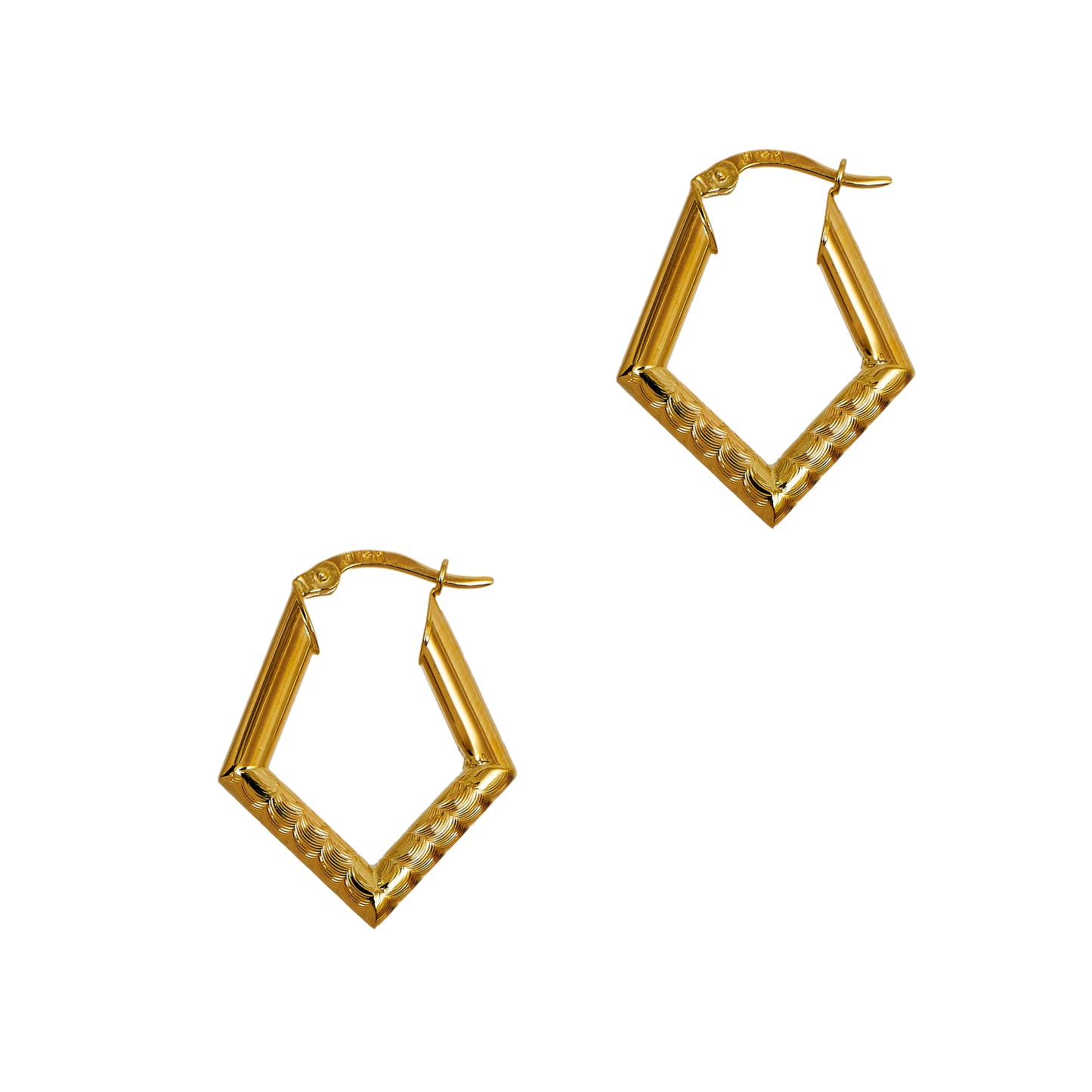 Pre-Owned 14ct Gold Rhombus Shape Creole Earrings
