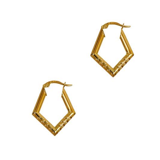 Pre-Owned 14ct Gold Rhombus Shape Creole Earrings