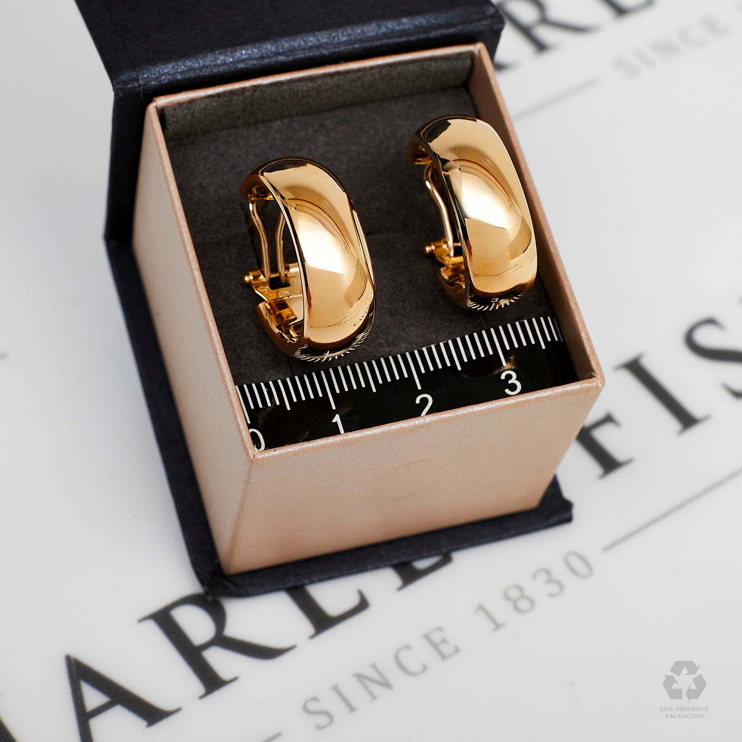 Pre-Owned 14ct Gold Oval Hoop Omega Clip Earrings
