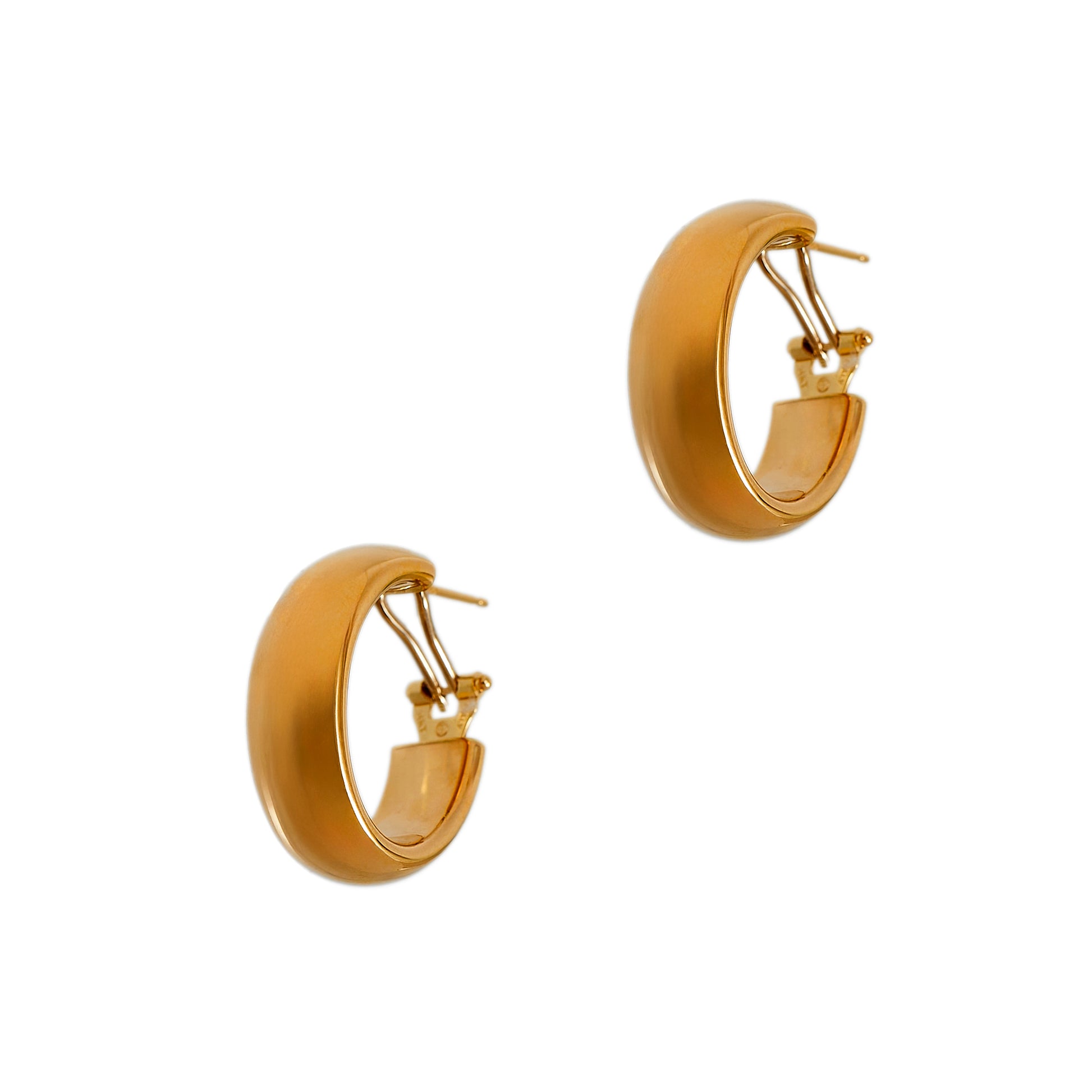 Pre-Owned 14ct Gold Oval Hoop Omega Clip Earrings