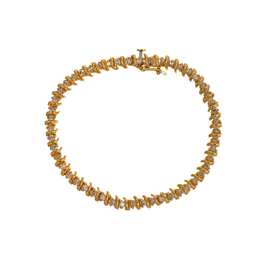 Pre-Owned 9ct Gold 2.25ct Diamond Tennis Bracelet 7 Inch