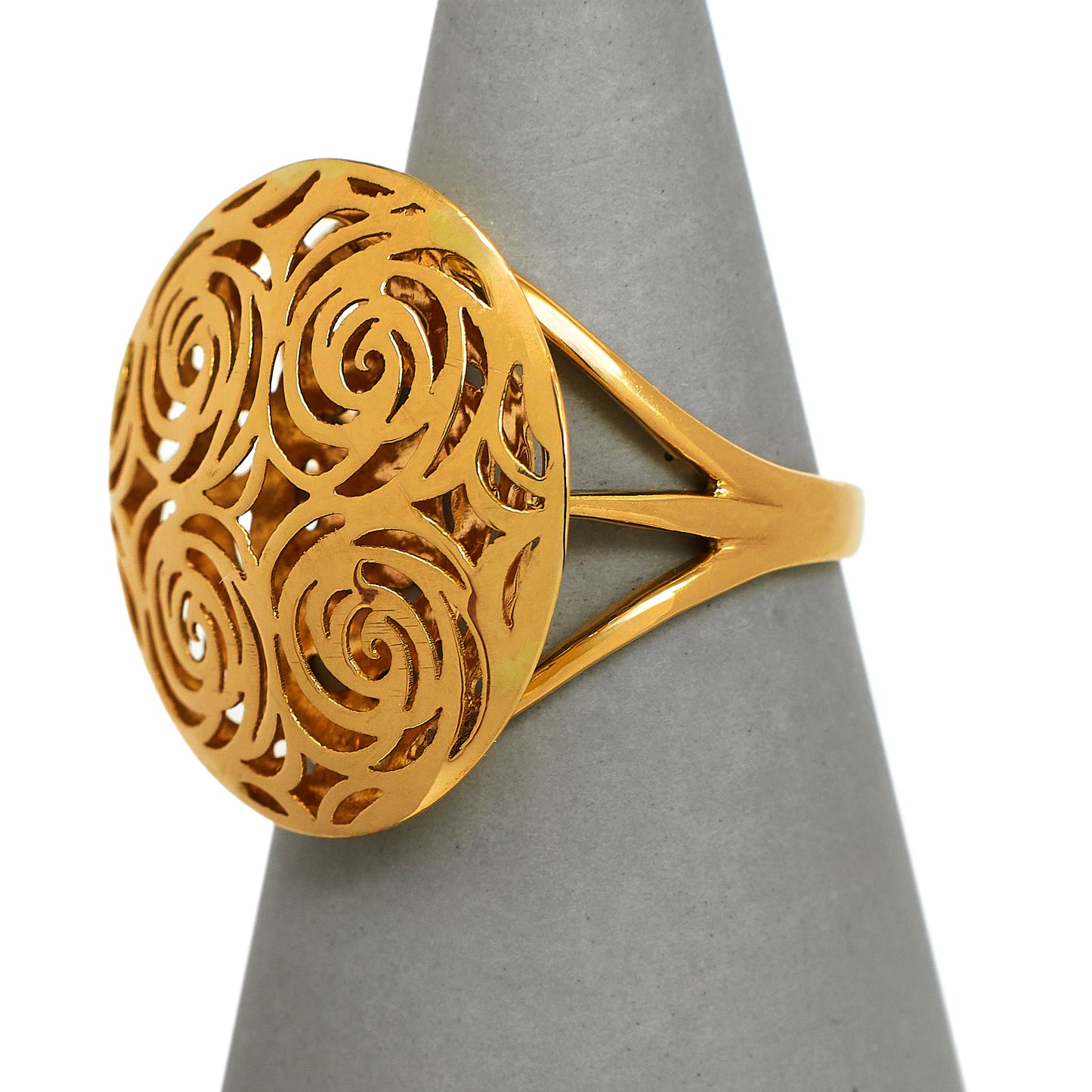 Pre-Owned 18ct Gold Filigree Rose Design Ring Size N