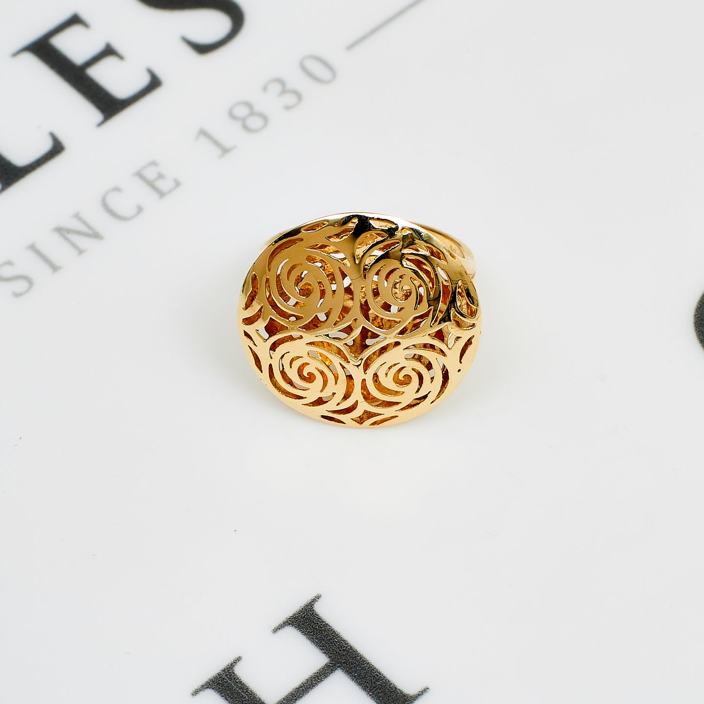 Pre-Owned 18ct Gold Filigree Rose Design Ring Size N