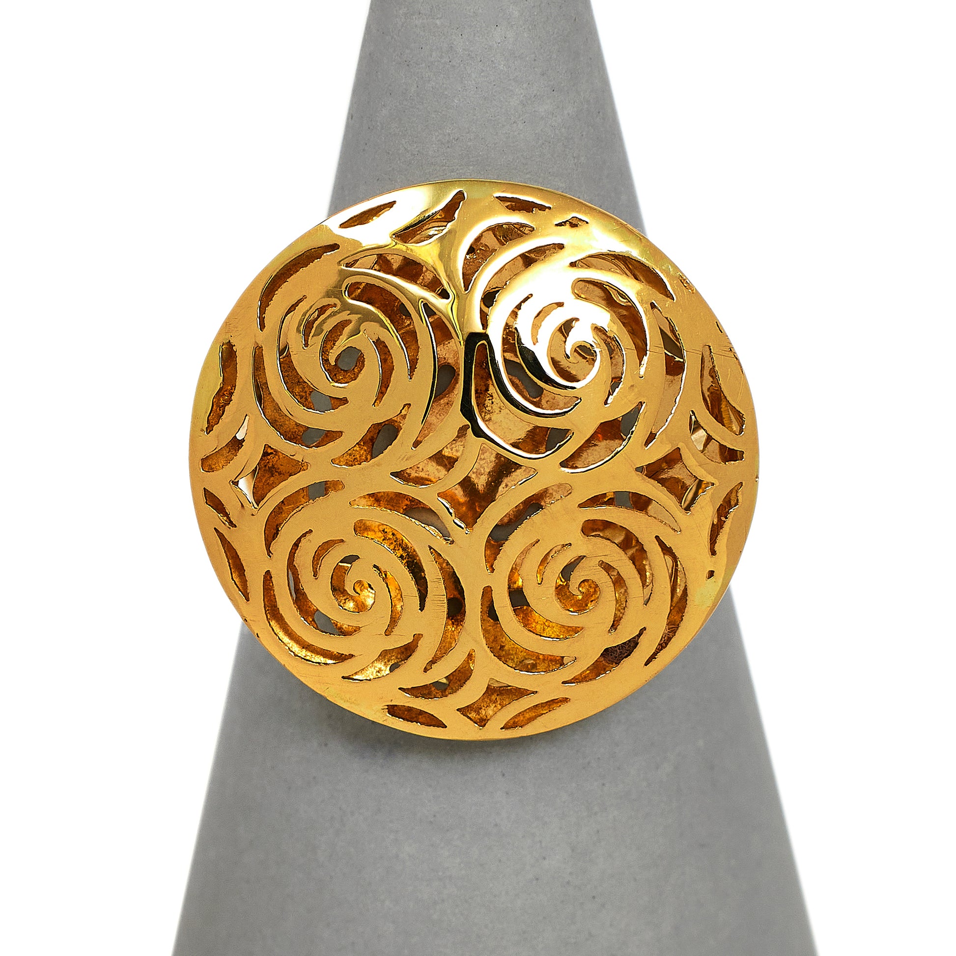 Pre-Owned 18ct Gold Filigree Rose Design Ring Size N