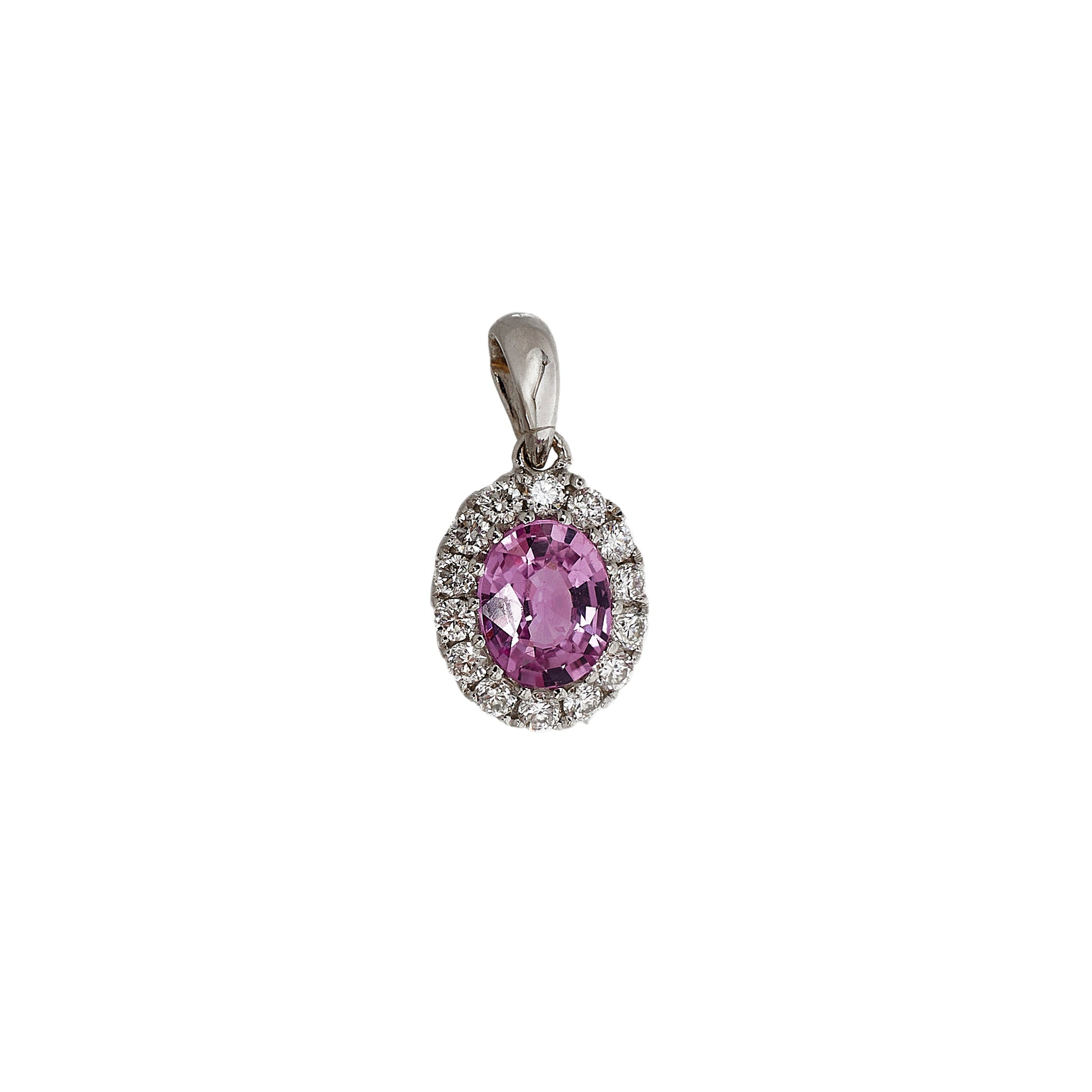 Pre-Owned 18ct White Gold Pink Sapphire & Diamond Pendant