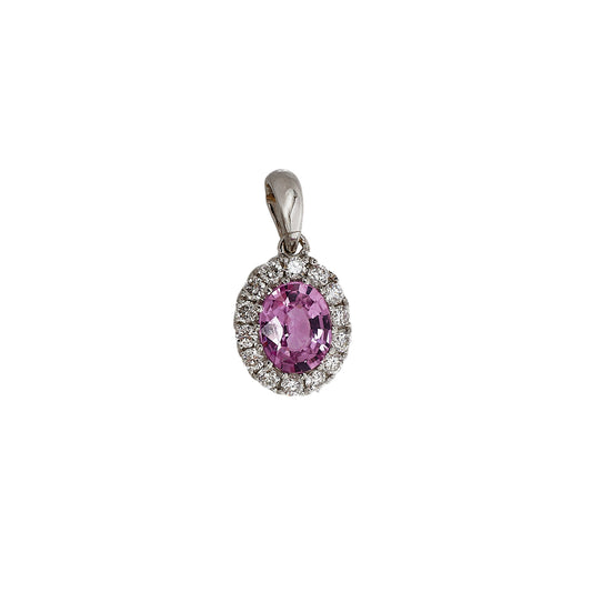 Pre-Owned 18ct White Gold Pink Sapphire & Diamond Pendant