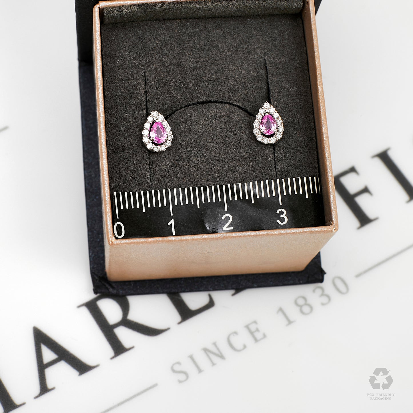 Pre-Owned 18ct White Gold Pink Sapphire & Diamond Earrings