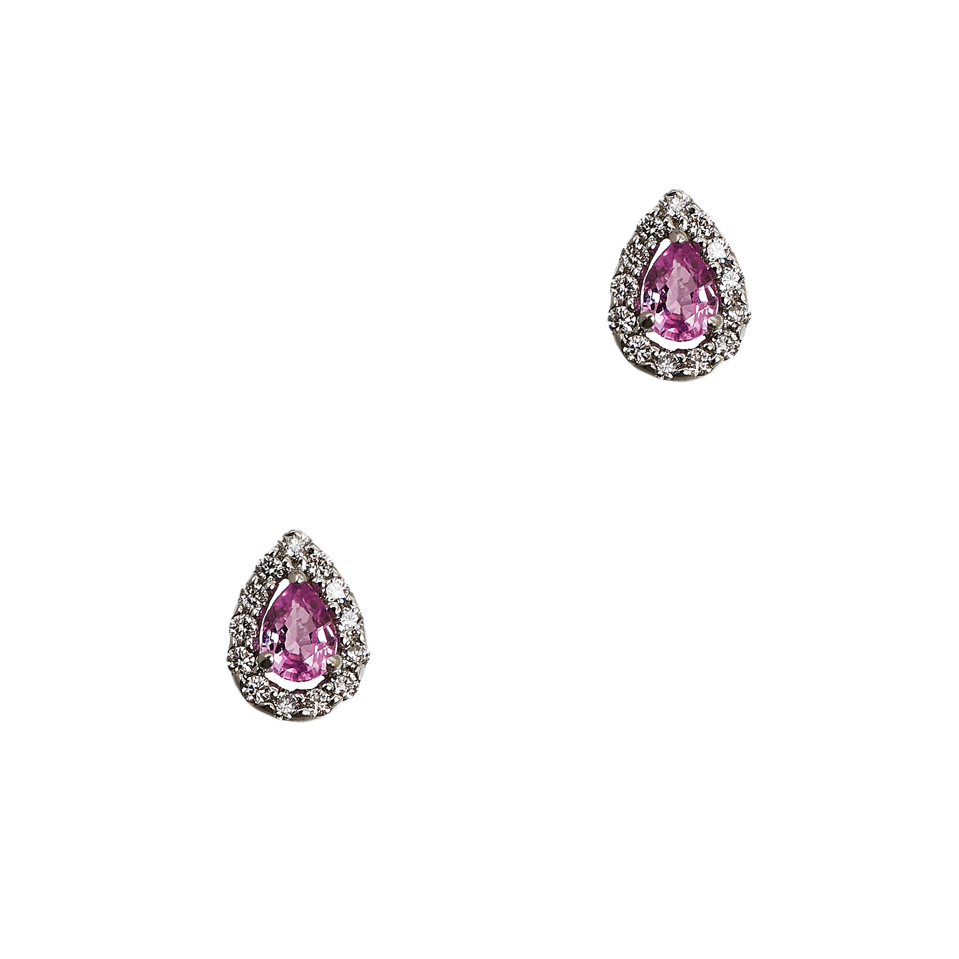 Pre-Owned 18ct White Gold Pink Sapphire & Diamond Earrings