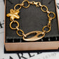 Pre-Owned 18ct Gold Oval & Flower Link Bracelet 8 Inch