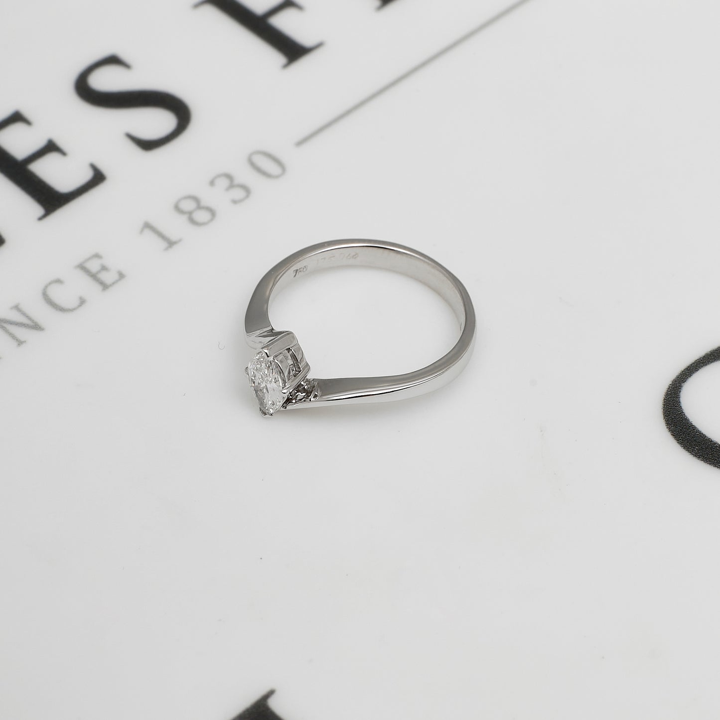 Pre-Owned 18ct White Gold Marquise Cut Diamond Ring Size M.5