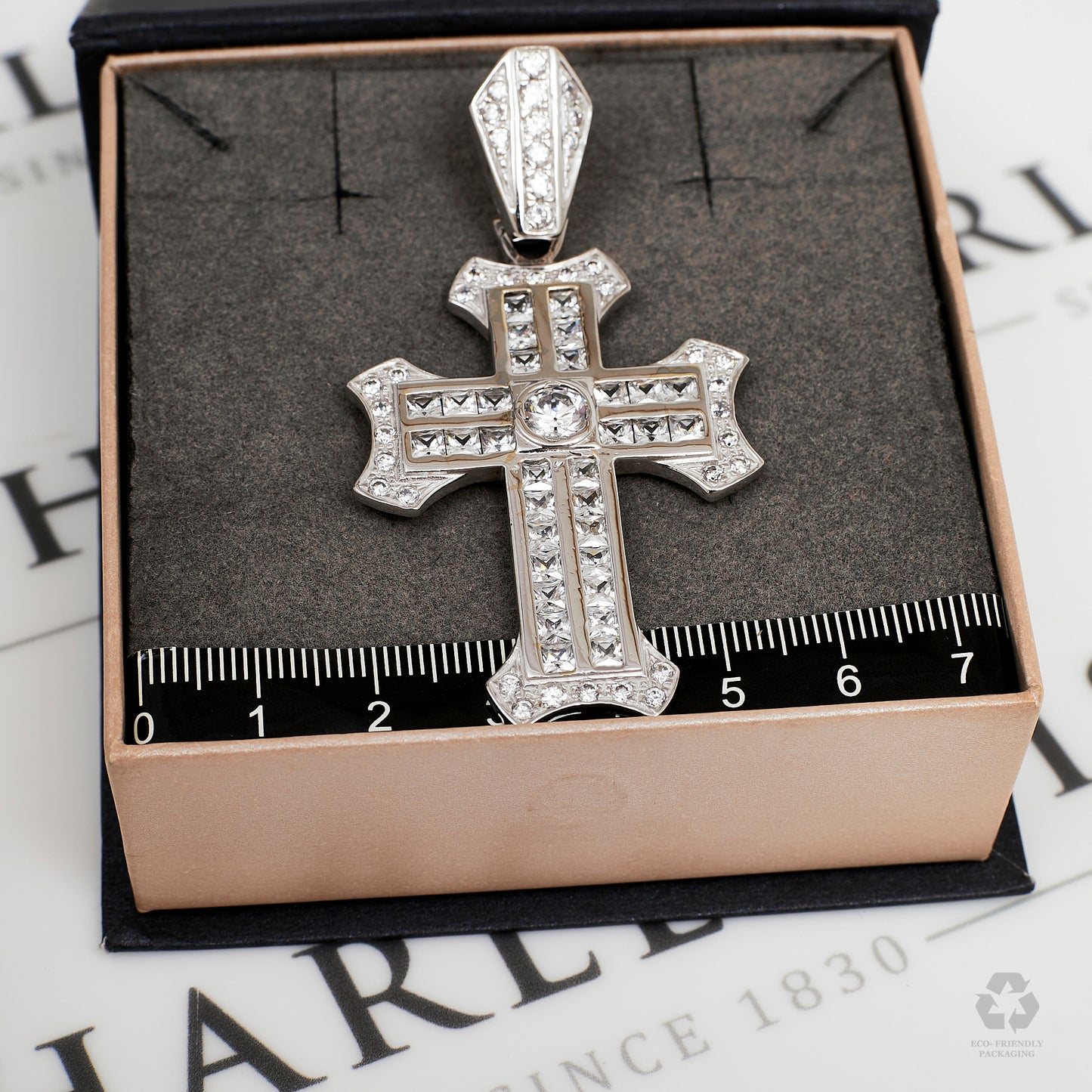 Pre-Owned 9ct White Gold & CZ Cross Pendant