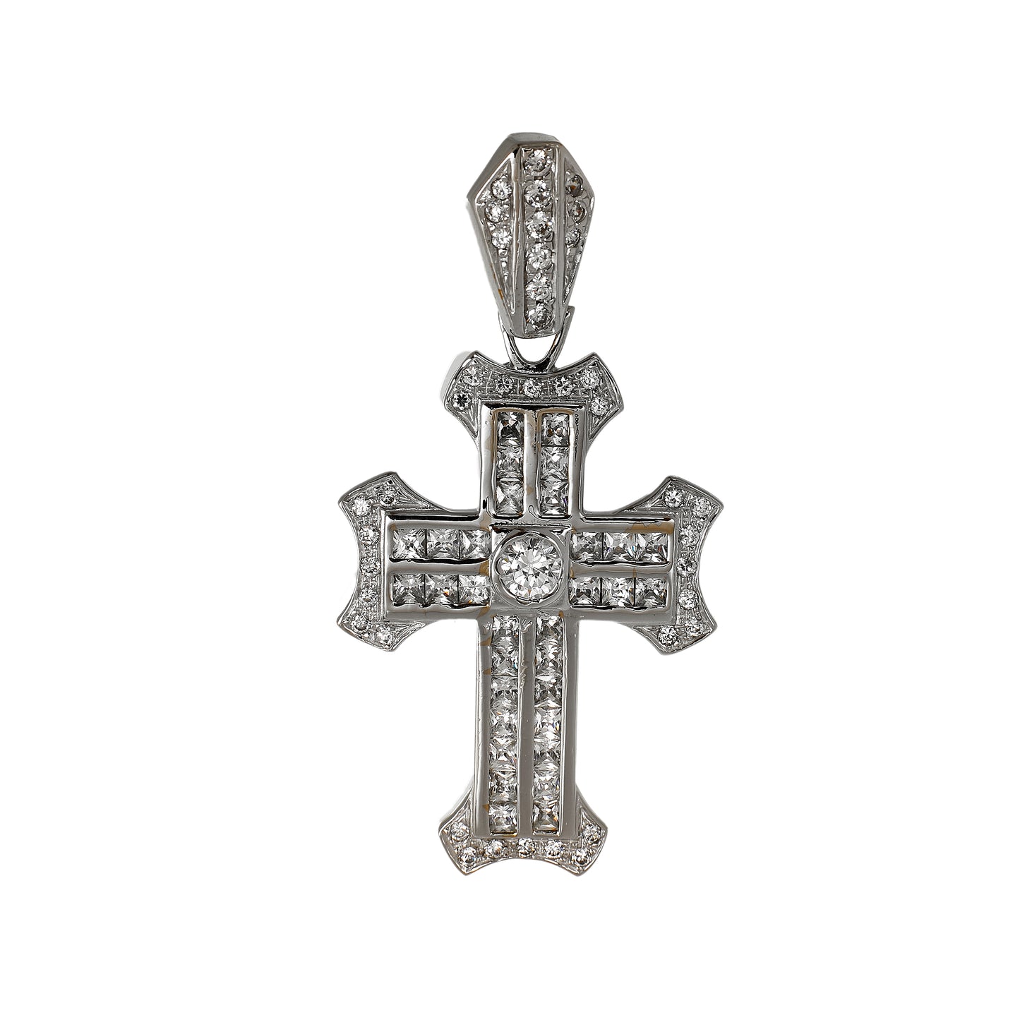 Pre-Owned 9ct White Gold & CZ Cross Pendant