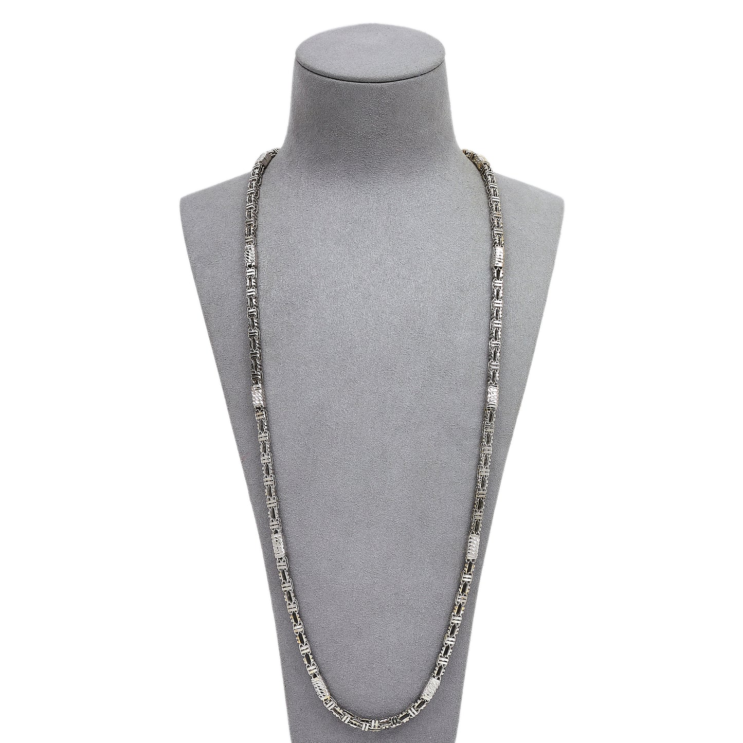 Pre-Owned 9ct White Gold Hollow Rectangle Chain Necklace