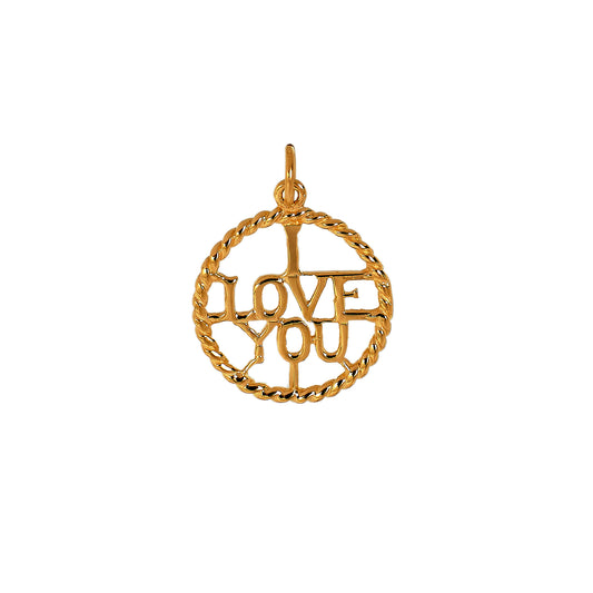 Pre-Owned 9ct Gold I Love You Pendant 22mm x 16mm