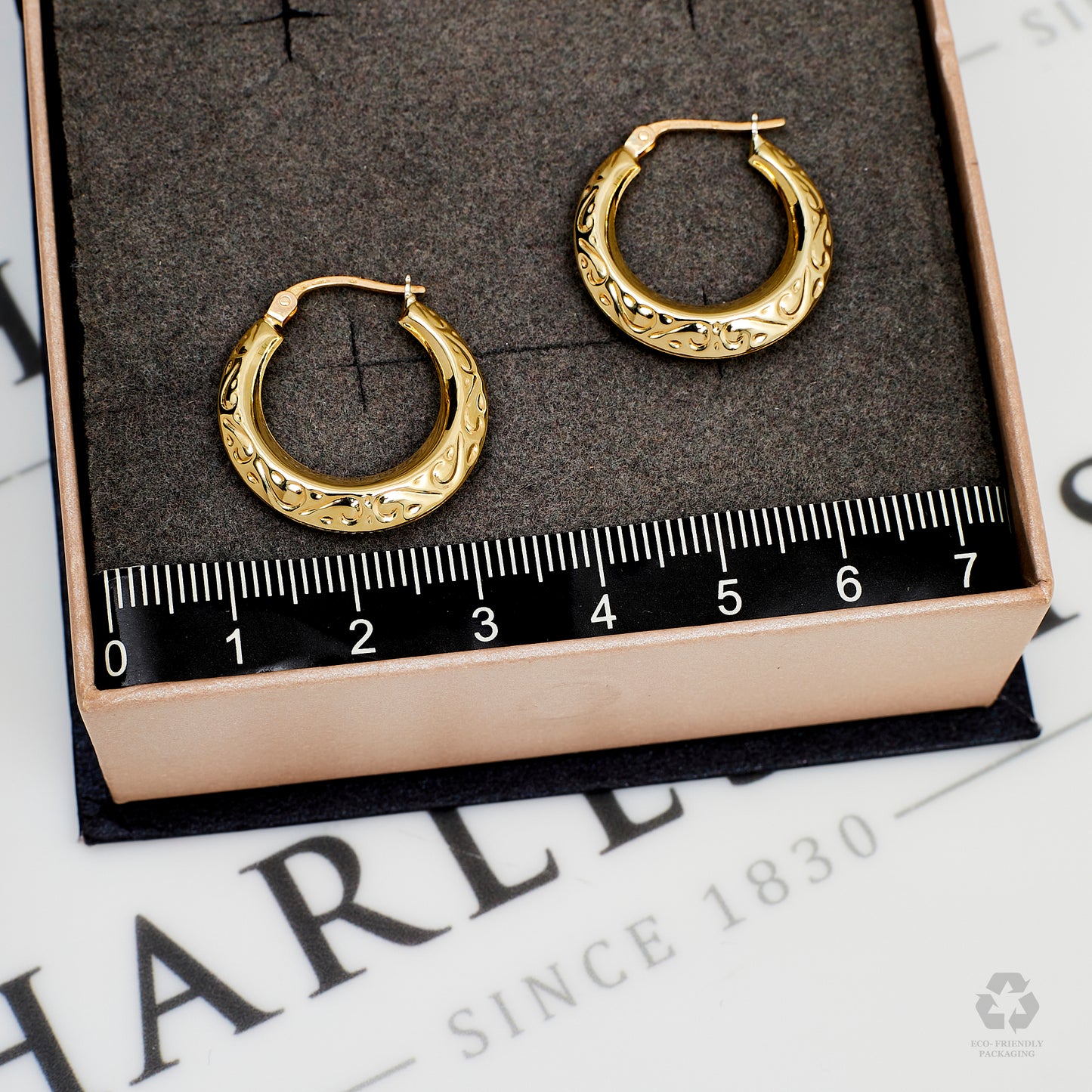 Pre-Owned 9ct Gold Swirl Pattern Creole Hoop Earrings