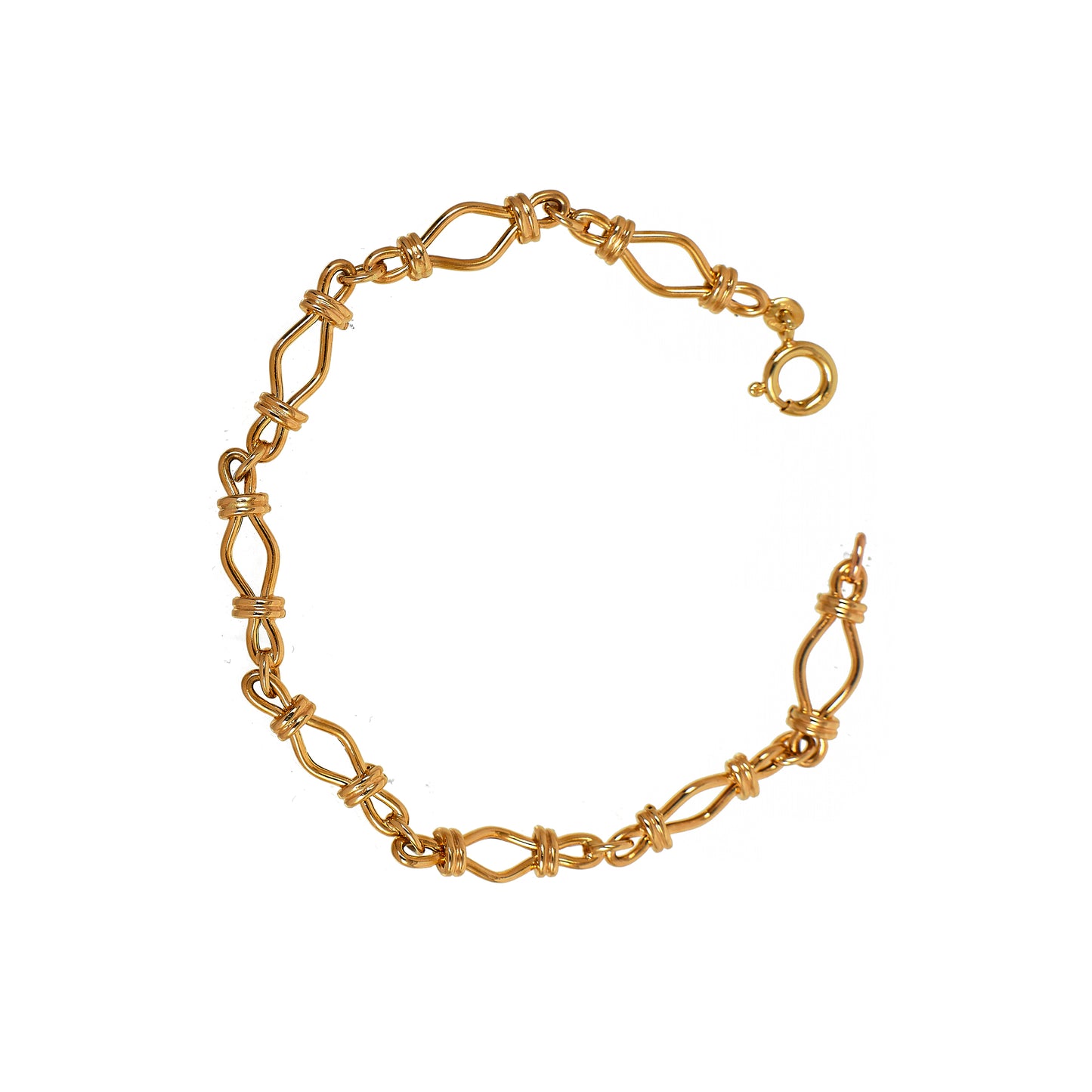 Pre-Owned 9ct Gold Hollow Rhombus Shaped Link Bracelet