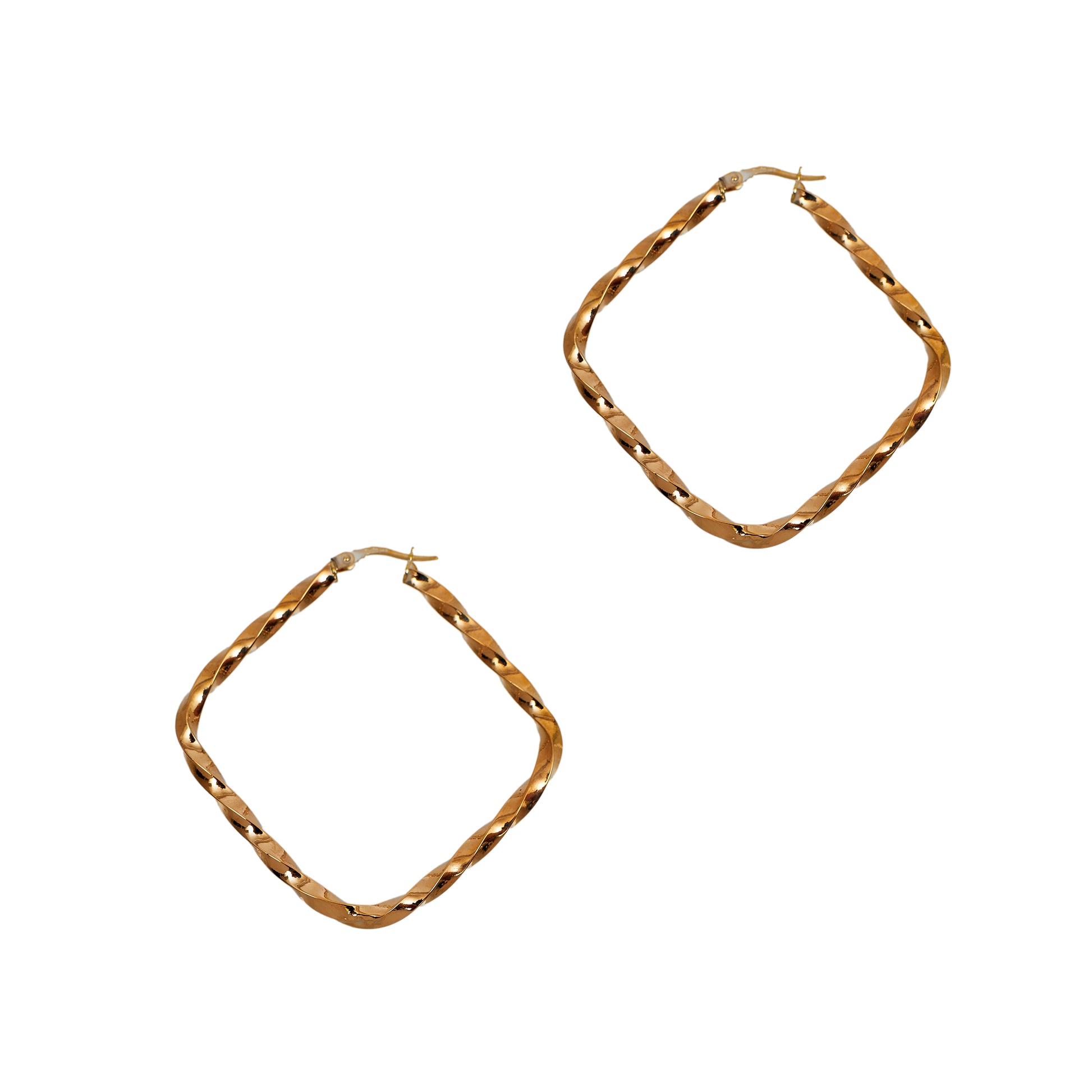 Pre-Owned 9ct Gold Rhombus Shaped Twist Creole Hoop Earrings