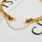 Pre-Owned 9ct Gold Patterned Hinged Bangle & Safety Chain