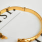 Pre-Owned 9ct Gold Patterned Hinged Bangle & Safety Chain
