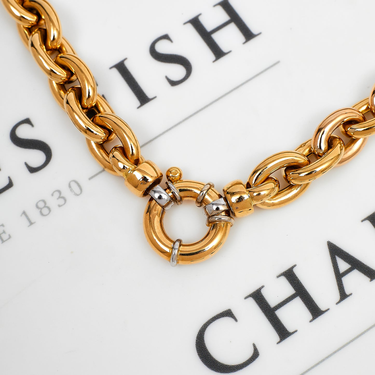 Pre-Owned 18ct Gold 13mm Oval Belcher Link Necklace 19 Inch