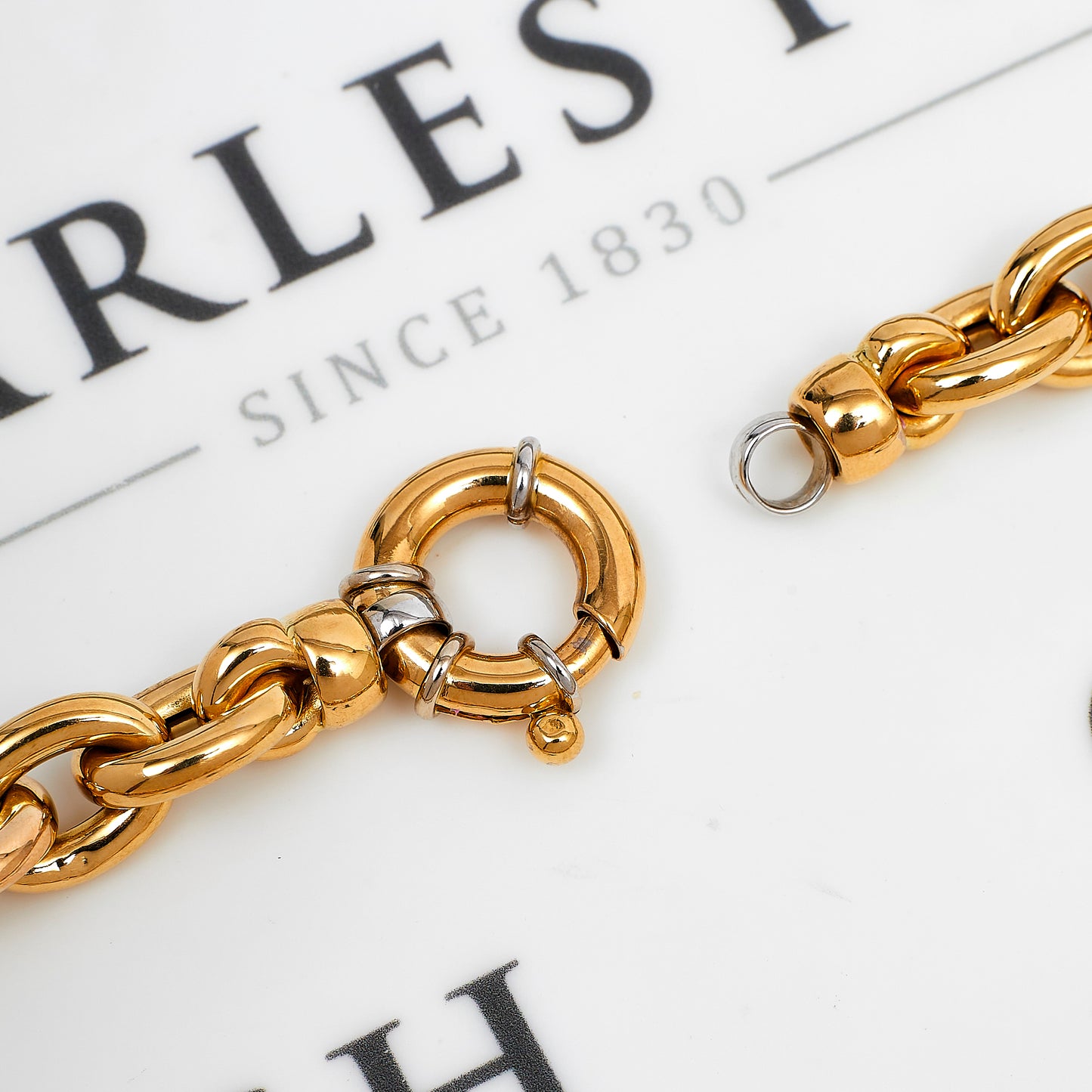Pre-Owned 18ct Gold 13mm Oval Belcher Link Necklace 19 Inch
