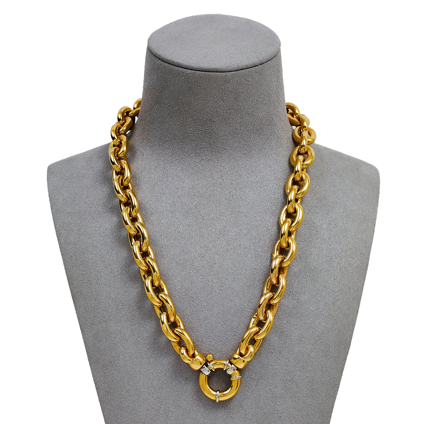 Pre-Owned 18ct Gold 13mm Oval Belcher Link Necklace 19 Inch
