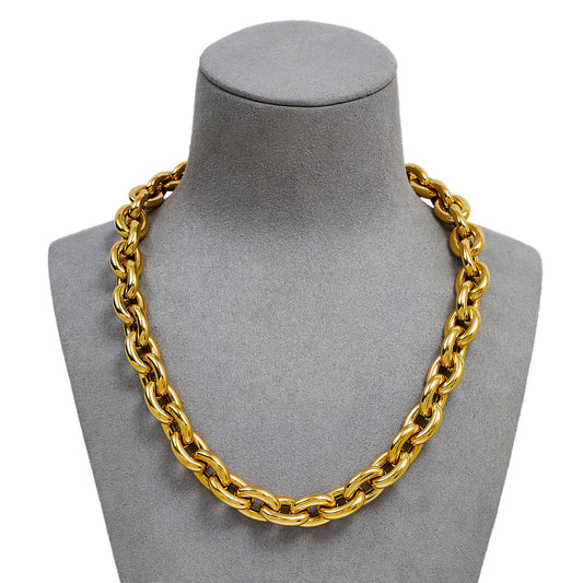 Pre-Owned 18ct Gold 13mm Oval Belcher Link Necklace 19 Inch