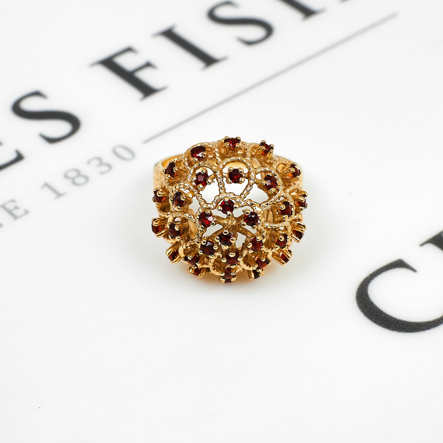 Pre-Owned 9ct Gold Garnet Cocktail Ring Size S