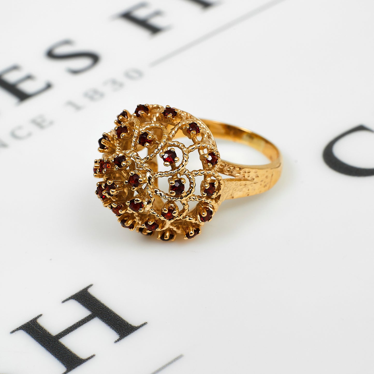 Pre-Owned 9ct Gold Garnet Cocktail Ring Size S