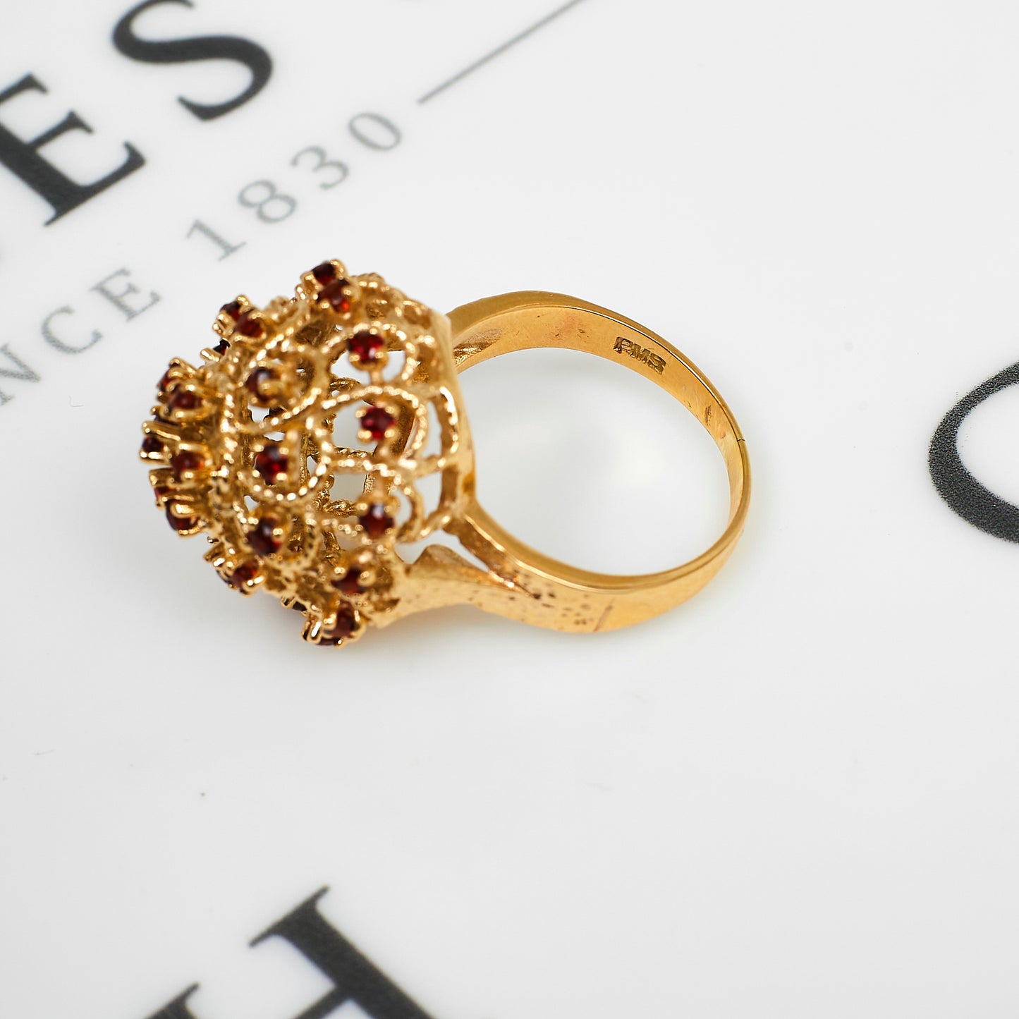 Pre-Owned 9ct Gold Garnet Cocktail Ring Size S