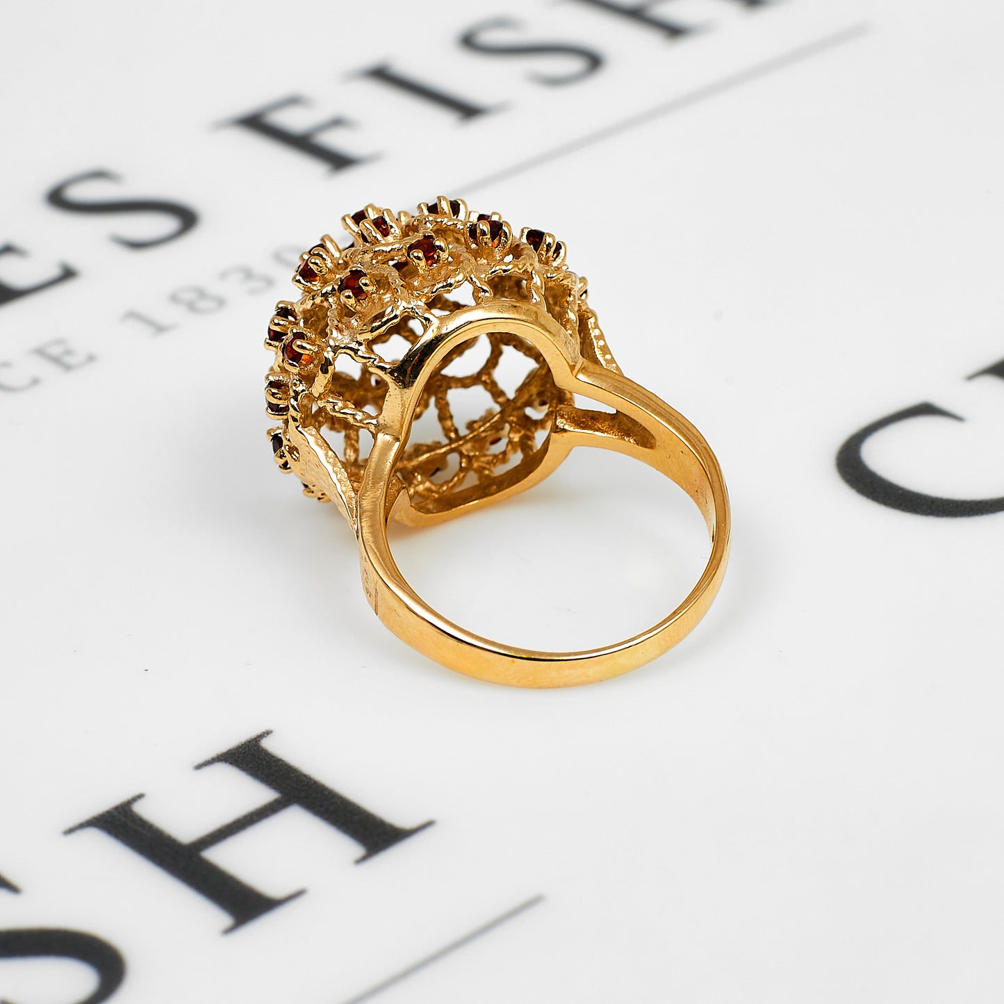Pre-Owned 9ct Gold Garnet Cocktail Ring Size S