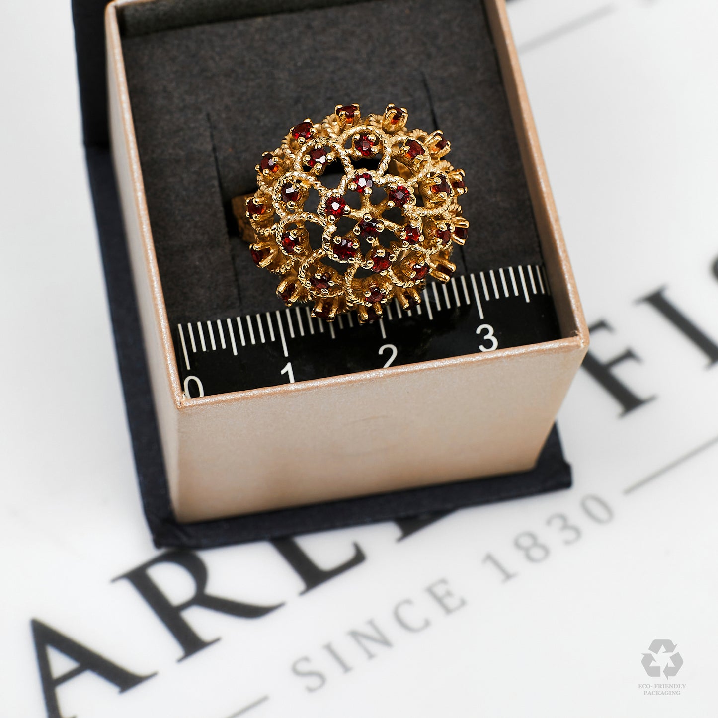 Pre-Owned 9ct Gold Garnet Cocktail Ring Size S