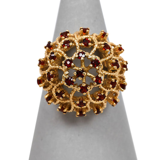 Pre-Owned 9ct Gold Garnet Cocktail Ring Size S