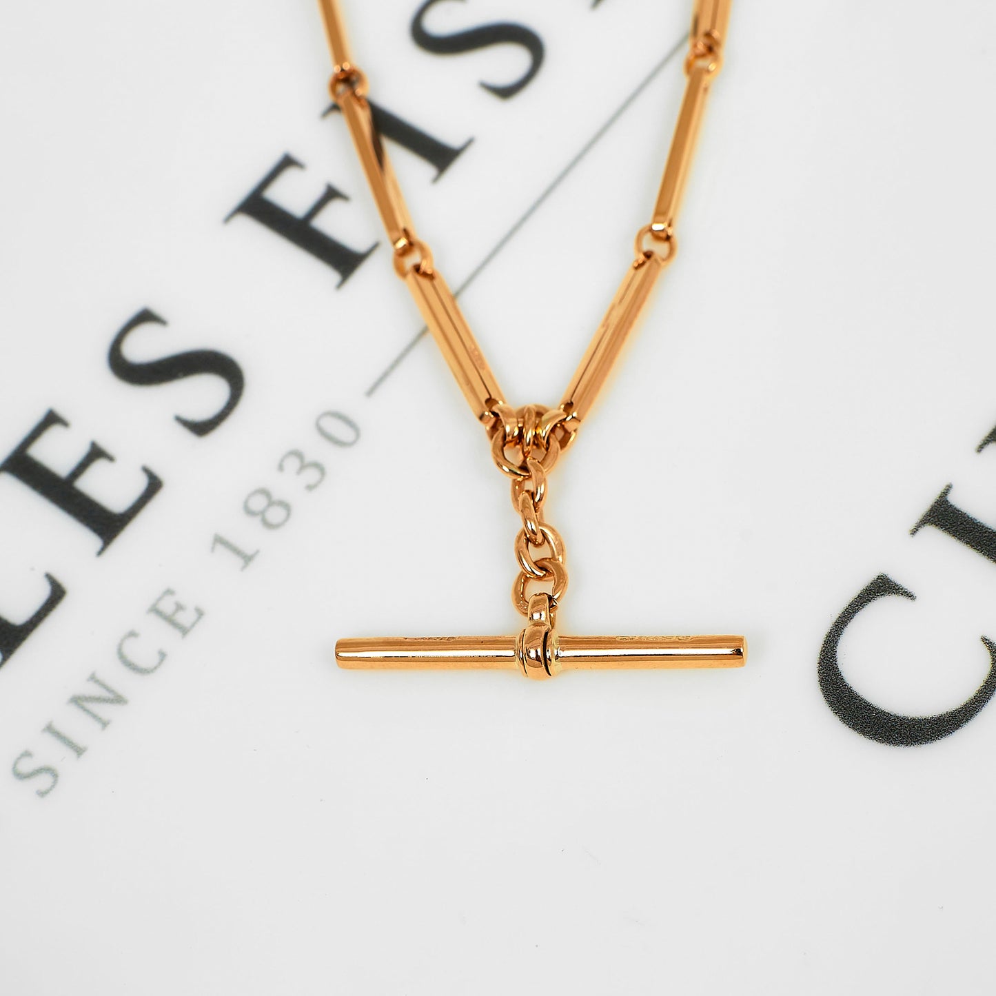Pre-Owned 9ct Gold Rectangle Link Double Albert Chain & TBar
