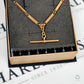 Pre-Owned 9ct Gold Rectangle Link Double Albert Chain & TBar