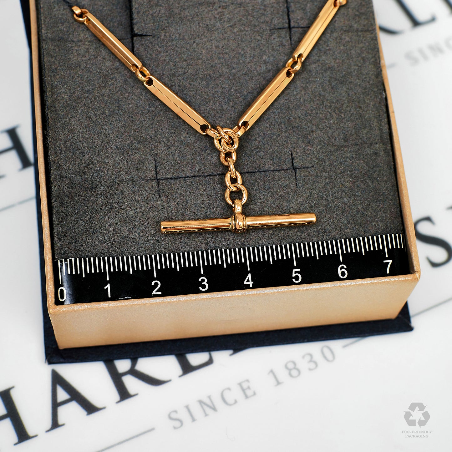 Pre-Owned 9ct Gold Rectangle Link Double Albert Chain & TBar
