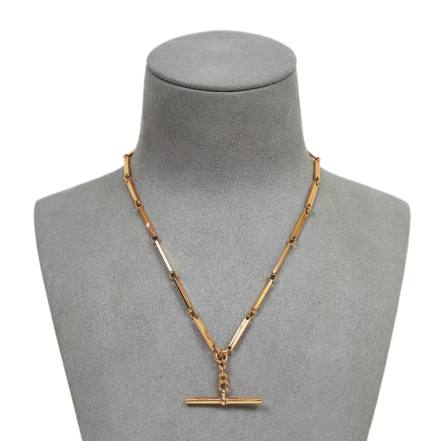 Pre-Owned 9ct Gold Rectangle Link Double Albert Chain & TBar
