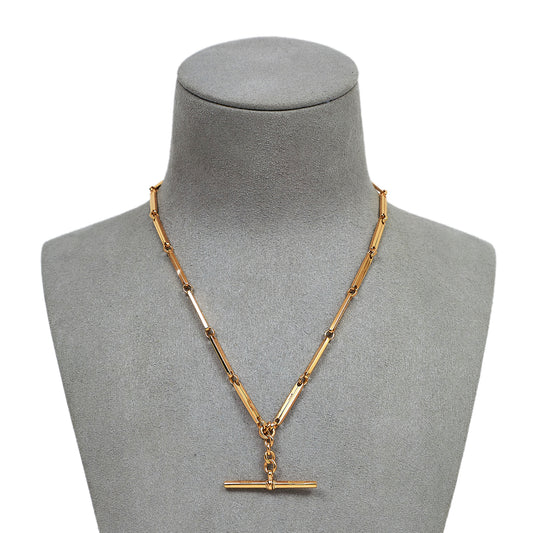 Pre-Owned 9ct Gold Rectangle Link Double Albert Chain & TBar
