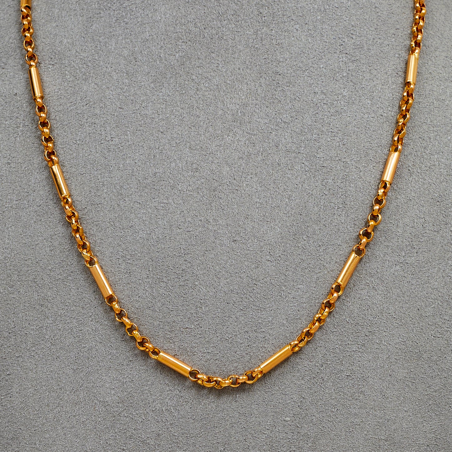 Pre-Owned 22ct Gold Bar & Belcher Chain Necklace 17 Inch