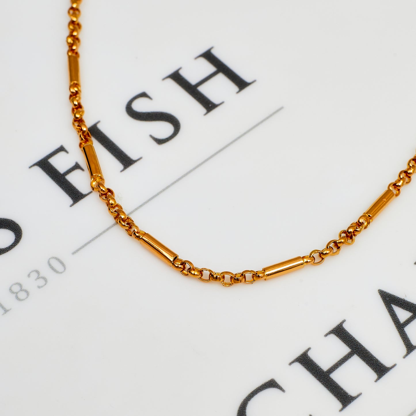 Pre-Owned 22ct Gold Bar & Belcher Chain Necklace 17 Inch