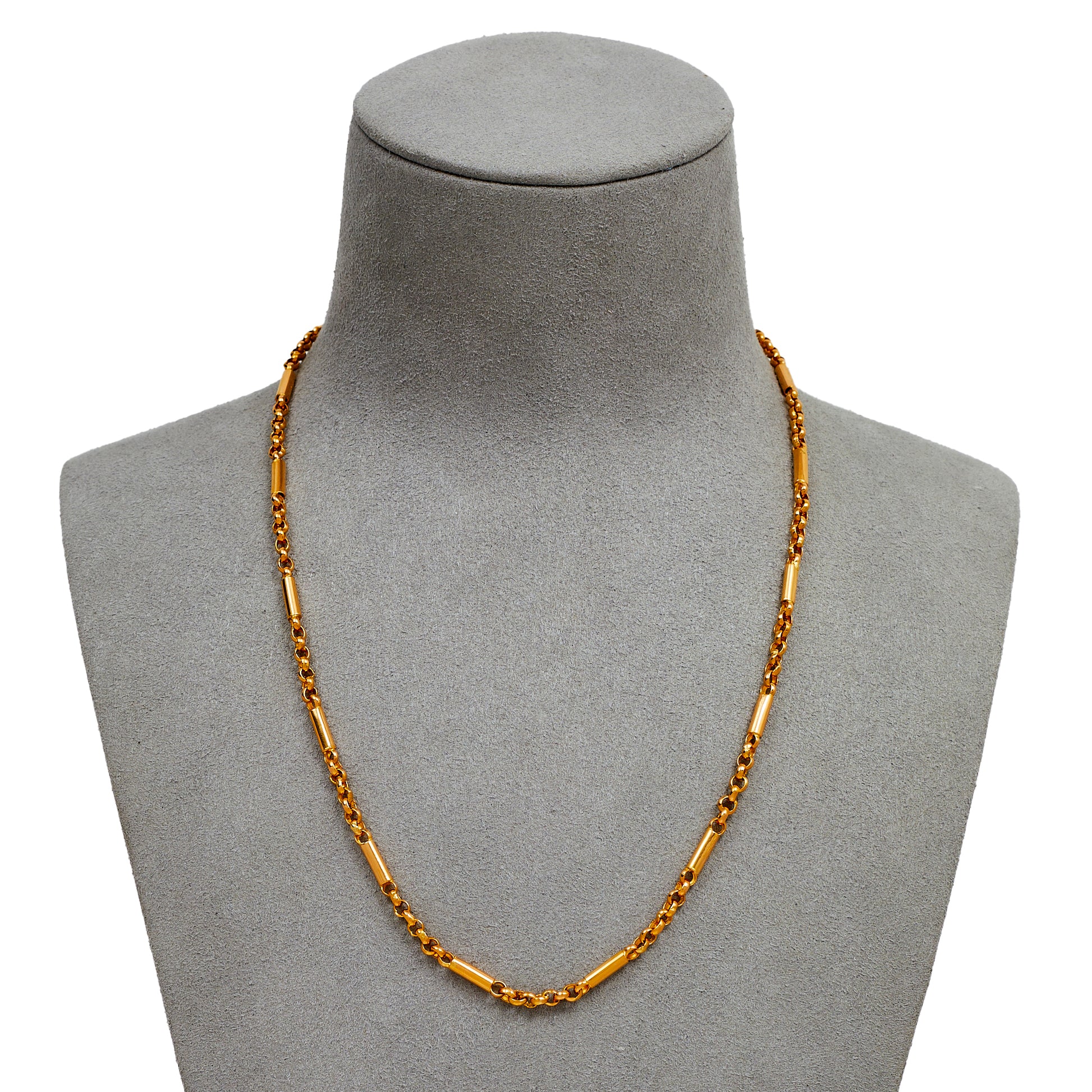 Pre-Owned 22ct Gold Bar & Belcher Chain Necklace 17 Inch