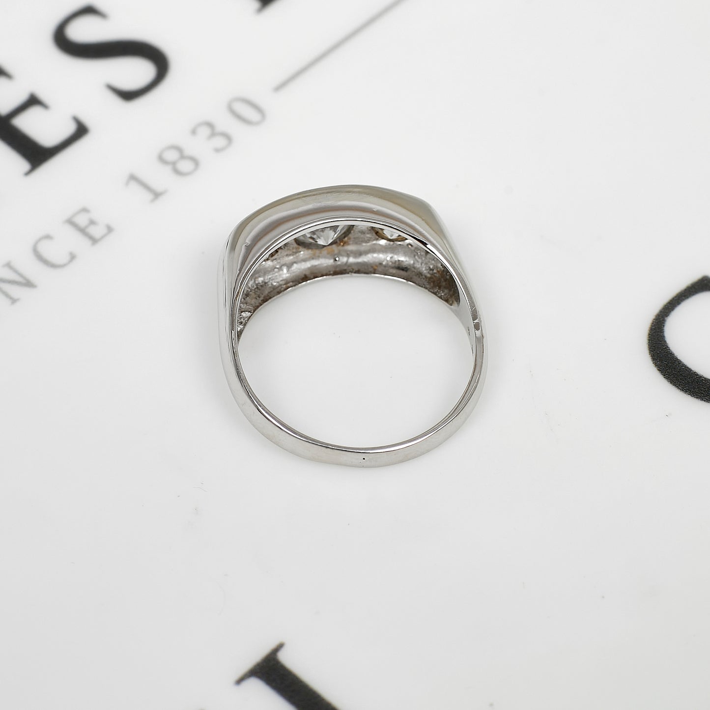Pre-Owned 9ct White Gold 3 CZ Gypsy Ring Size W.5