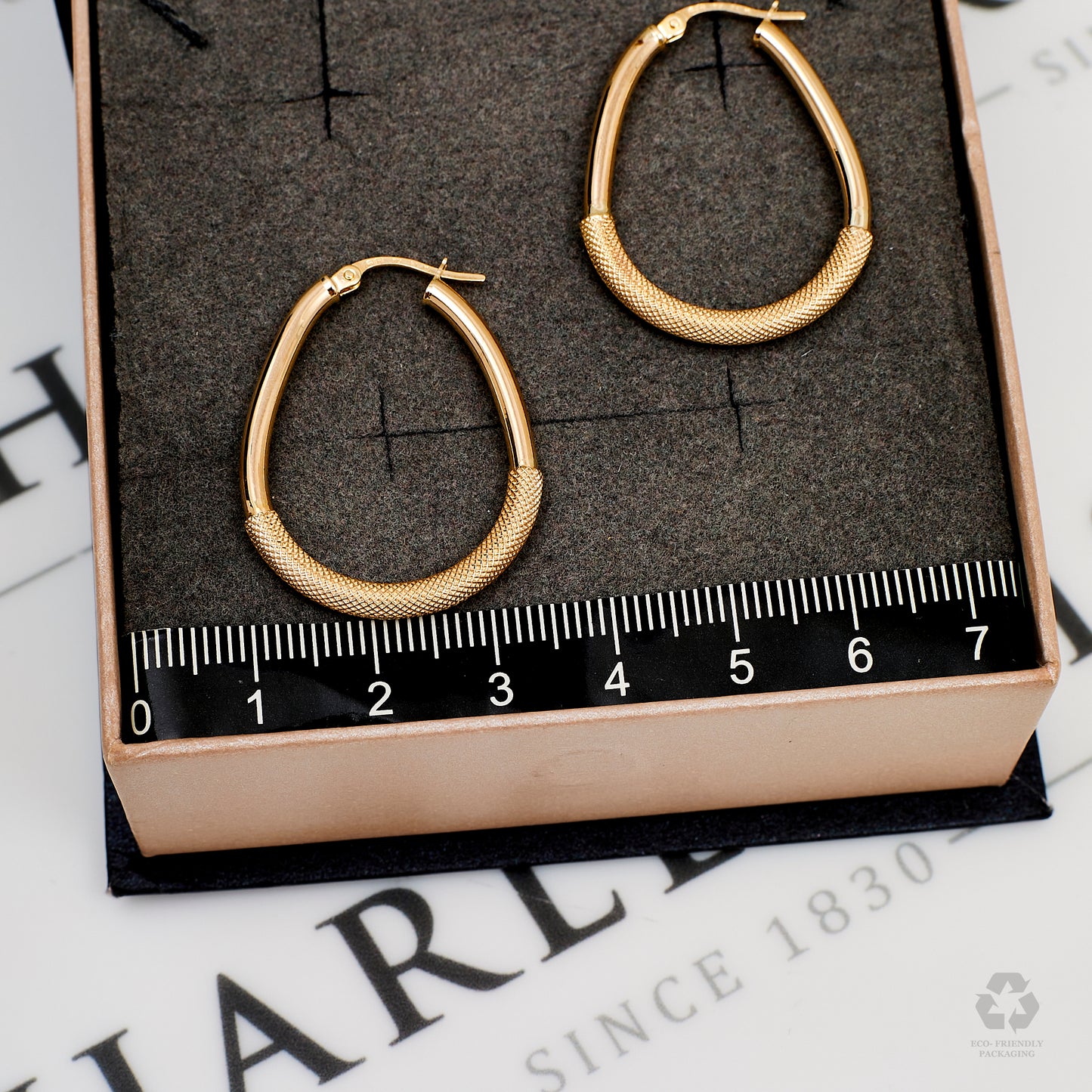 Pre-Owned 9ct Gold Horse Shoe Guilloche Creole Hoop Earrings