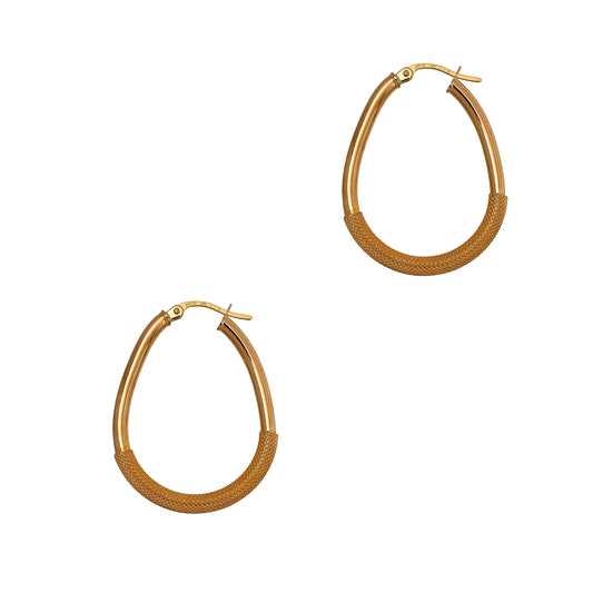 Pre-Owned 9ct Gold Horse Shoe Guilloche Creole Hoop Earrings