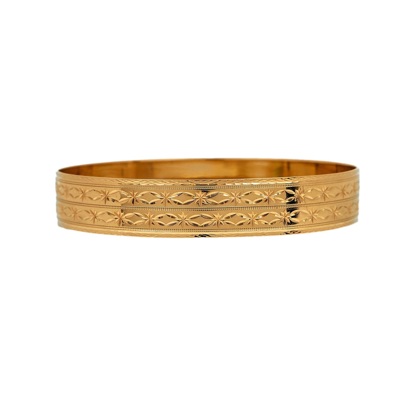 Pre-Owned 9ct Gold 2 Row Star Design Bangle