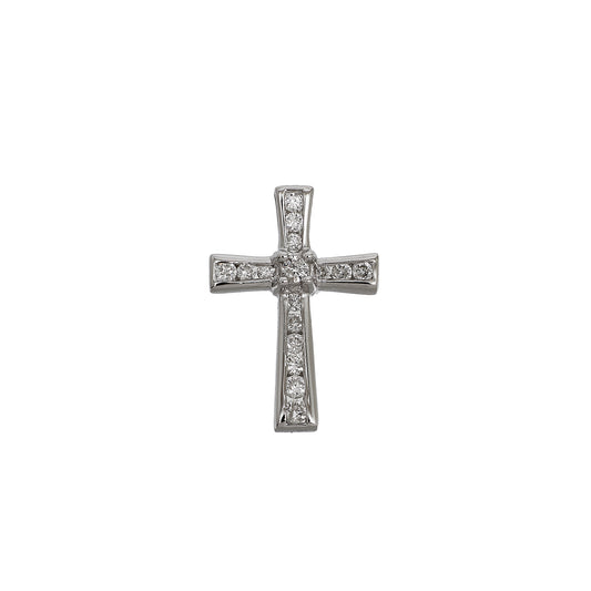 Pre-Owned 9ct White Gold Petite Diamond Cross Pendant